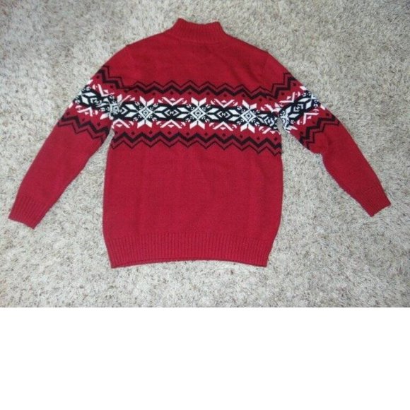 *Christmas Sweater Urban Pipeline sz Large Red Argyle Long Sleeve Zip Neck Boys - Picture 5 of 5